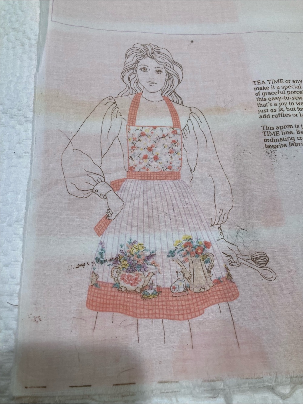 Floral Tea Time Apron Panel - Pink Floral Design